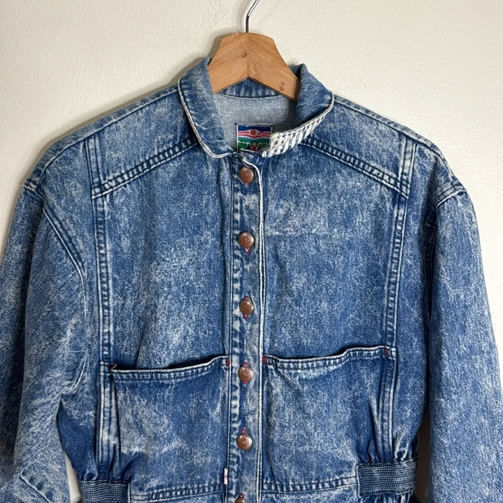 Levi's Kids Vintage Denim Jacket Acid Wash Snap‎ Button Down Blue Girls Large